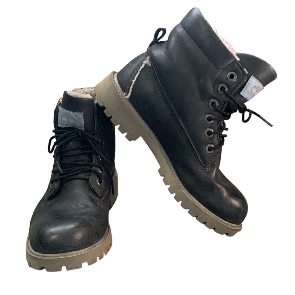 Timberland Premium 6" Waterproof Leather Boots Kids Jr Sz 4.5/Women 6/6.5 #259D
